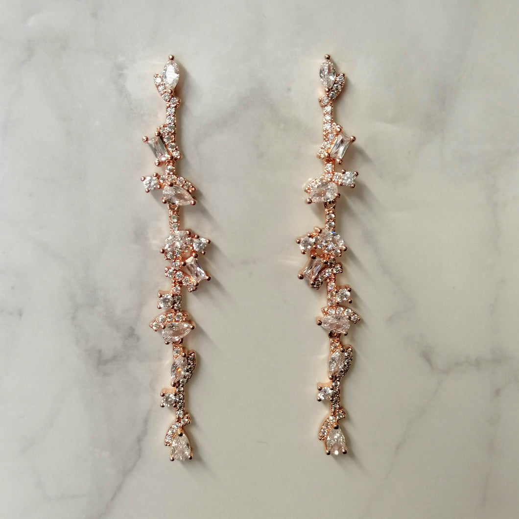 Aretes Largos oro rosa - Artelier Jewels